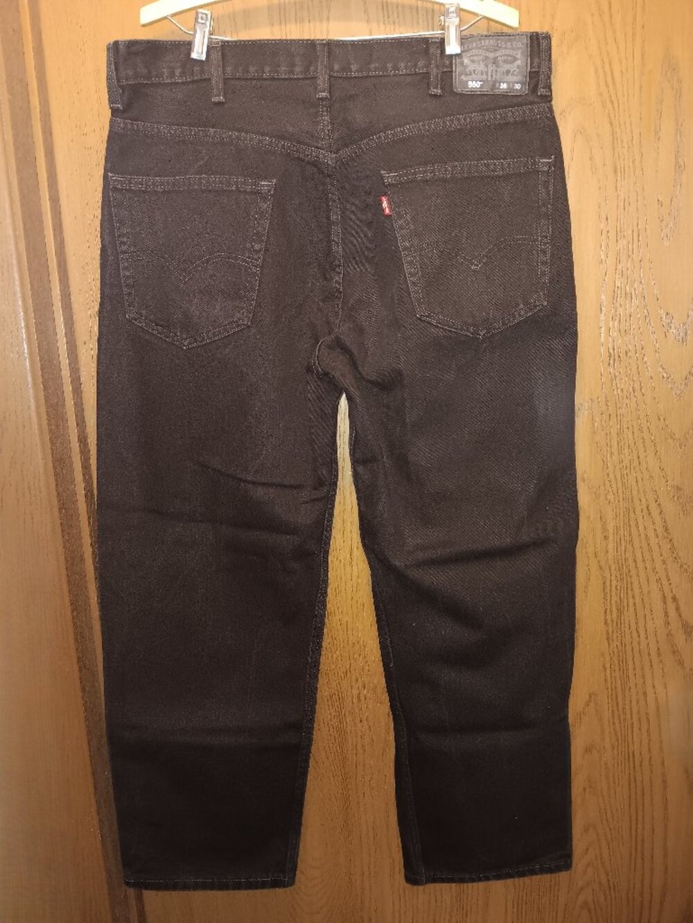 Levi's men's 550 black cotton straight leg jeans sz 38 x 29 measured